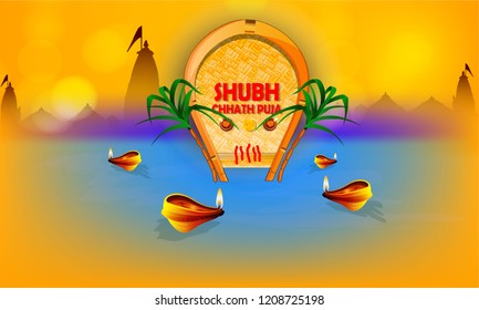 illustration of Happy Chhath Puja, Sun festival of India