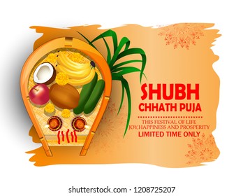 illustration of Happy Chhath Puja, Sun festival of India illustration of Happy Chhath Puja, Sun festival of India