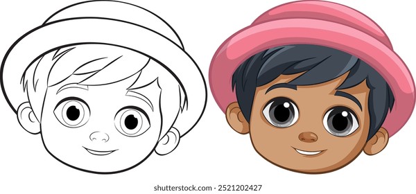 Illustration of a happy child wearing a hat