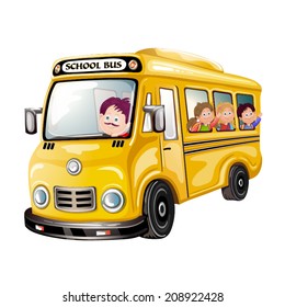 Illustration of happy children on school bus