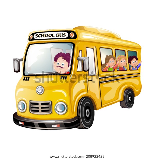 Illustration Happy Children On School Bus Stock Vector (Royalty Free ...