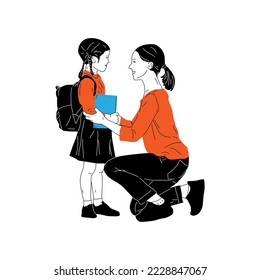 illustration of happy children studying at school