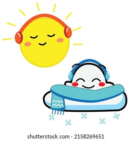illustration of happy cloud and sun