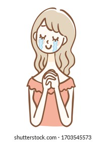 Illustration of a happy and crying woman