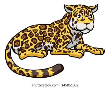 An illustration of a happy cute cartoon Jaguar