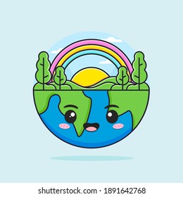 illustration of happy cute mother earth