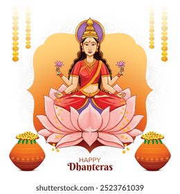 Illustration von fröhlichen Dhanteras mit Maa Lakshmi-Feierhintergrund