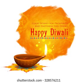 illustration of Happy Diwali background colorful watercolor diya