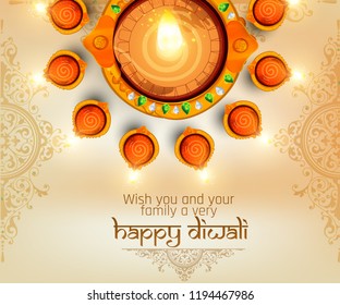 illustration of Happy Diwali, diwali big sale illuminated oil lamps on blurred glossy background for shubh Diwali or Deepawali illustration of Happy Diwali, diwali big sale illuminated oil lamps on blurred glossy background for shubh Diwali or Deepawali