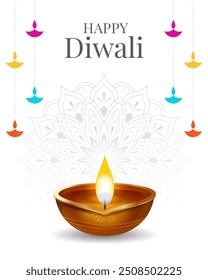 Illustration of happy diwali festival background. vertical design for greeting, invitation, poster, banner and social media