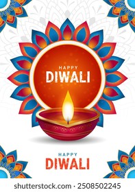 Ilustración del fondo feliz del festival del diwali. diseño de la Vertical para el saludo, la invitación, el cartel, el Anuncio y los medios sociales