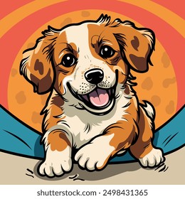 
Illustration of happy dog ​​playing