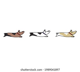 Ilustración de perros felices. perros vectoriales de diferentes colores