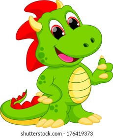 Illustration of happy dragon cartoon 