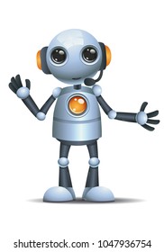 illustration of a happy droid little robot call service operator on isolated white background