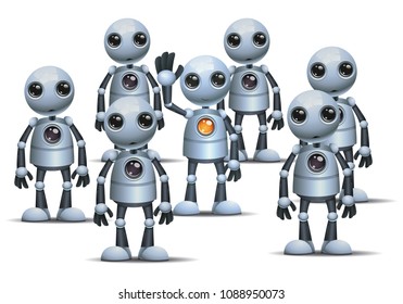 illustration of a happy droid little robot be different on crowd on isolated white background