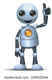 illustration of a happy droid little robot thumb up on isolated white background