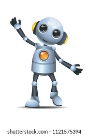 illustration of a happy droid little robot listen to music on isolated white background