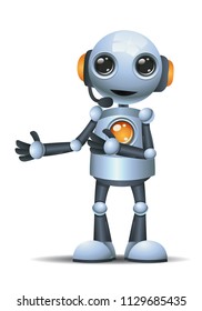 illustration of a happy droid little robot operator on isolated white background