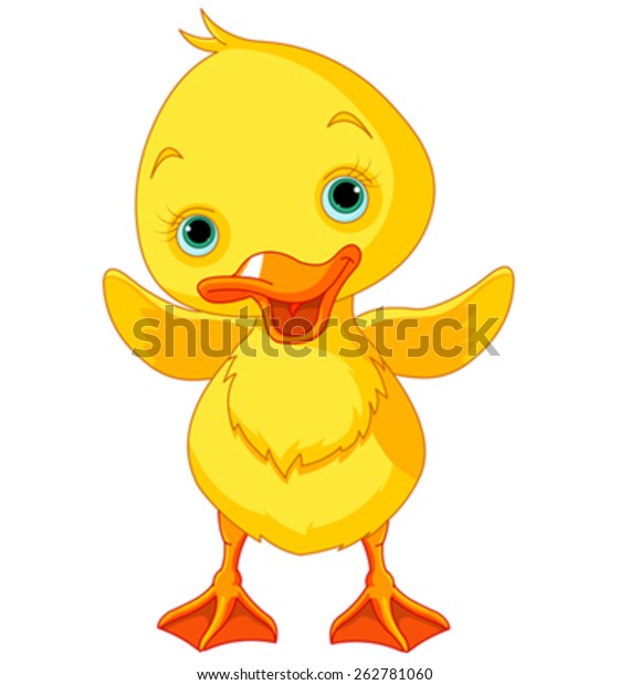 Illustration Happy Duckling Waving Wing Stock Vector (Royalty Free ...