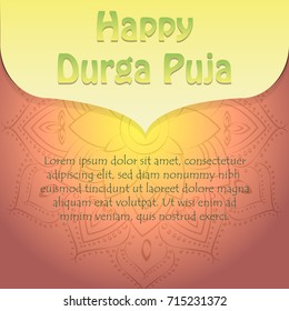 illustration of Happy Durga Puja background with bengali text meaning Autumn greetings
