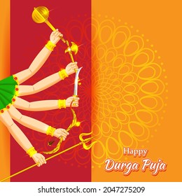 illustration of Happy Durga Puja Subh Navratri abstract background with text Durga Puja