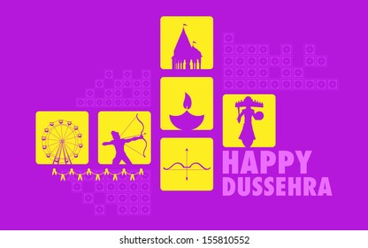 illustration of Happy Dussehra Holiday background with Rama and Rvana