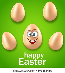 Illustration Happy Easter Card with Crazy Egg, Humor Invitation - Vector