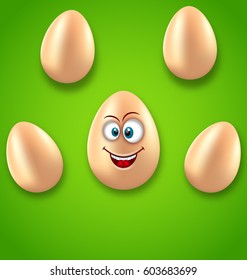 Illustration Happy Easter Card with Crazy Egg, Humor Invitation - Vector