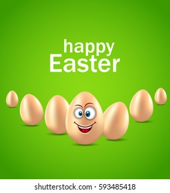 Illustration Happy Easter Card with Funny Egg, Humor Invitation - Vector