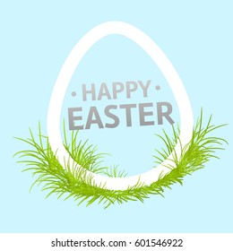 Illustration Happy Easter  Egg with Green Grass - Vector