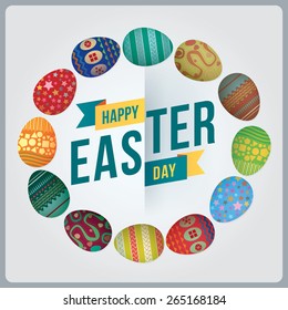 Illustration of happy easter eggs background.