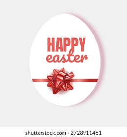 Illustration of Happy Easter Holiday Features a white oval frame shaped like an Easter egg with a soft pink border perfect for holiday marketing, seasonal sales, boutique gift cards, and spring celebration invitations