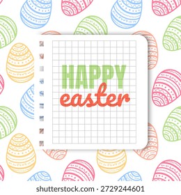 Illustration of Happy Easter Holiday Features a white oval frame shaped like an Easter egg with a soft yellow border perfect for holiday marketing, seasonal sales, boutique gift cards, and spring celebration invitations