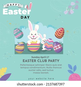 Illustration Happy Easter poster and banner template with Easter eggs Design