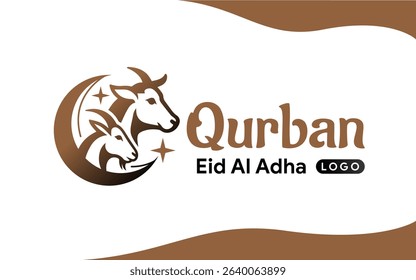 illustration of happy eid al-adha with sacrificial animals goats cows