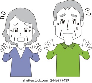 Illustration of a happy elderly man and woman