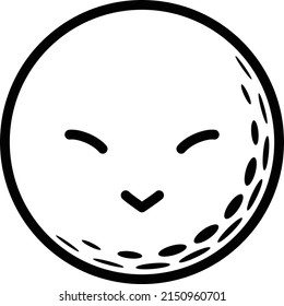 It is an illustration of a happy face with fine eyes and a sharp mouth of a golf ball.