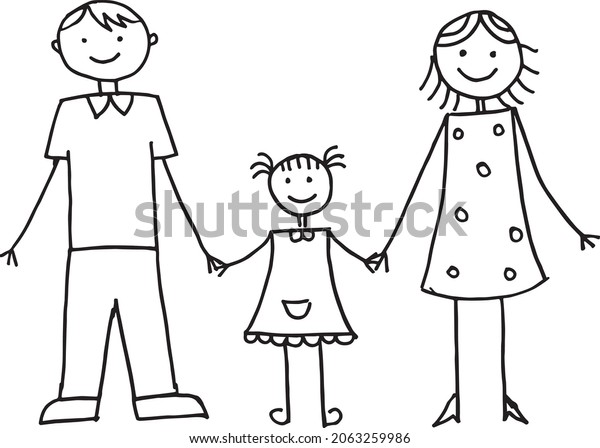 Illustration Happy Family Child Vector Illustration Stock Vector ...