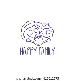 Illustration for happy family congratulation card.Vector