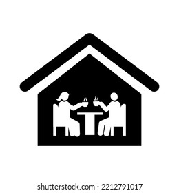 
Illustration of a happy family or couple. Drinking coffee together.