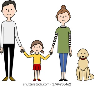 Illustration of a happy family holding hands.