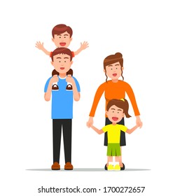 Illustration of happy family looking in front of the camera for memorable photos