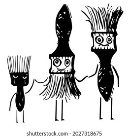 Illustration of a happy family.
Family portrait of funny cartoon paintbrush characters. 