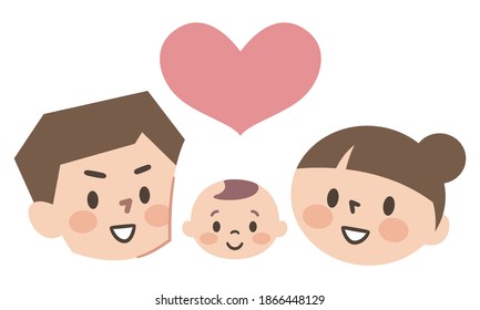 Illustration of a happy family of three