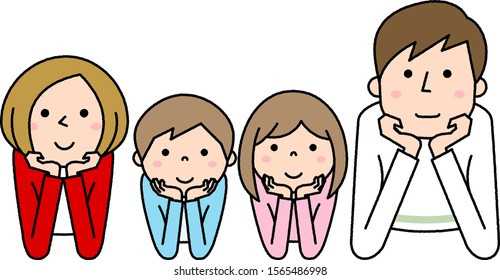 Illustration of a happy family wearing a cheek cane.