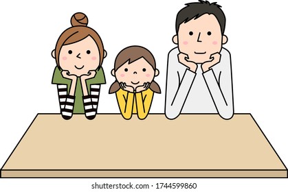 Illustration of a happy family wearing a cheek cane.
