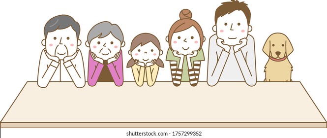 Illustration of a happy family wearing a cheek cane.