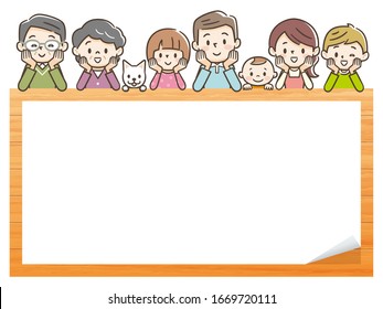 Illustration Happy Family Wooden Board Stock Vector (Royalty Free ...