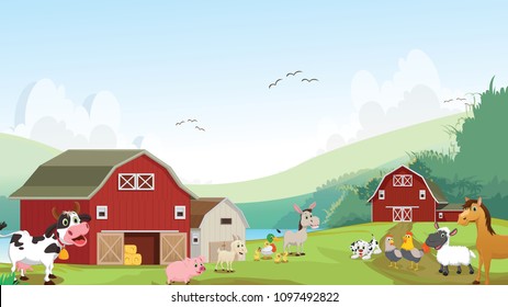 illustration of happy farm animal cartoon